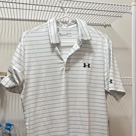 Under Armour Men's Polo Shirt with Blue Stripes - Picture 1 of 7